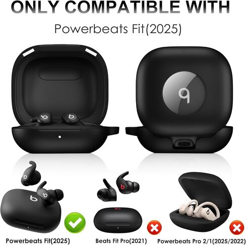 Compatible with Beats Powerbeats Fit Case Cover, Shockproof Magnetic Case for Powerbeats Fit 2025 Earbuds, Magnetic Lock Lid Protective Cover with Cleaner Kit & Carabiner (Black) in Saudi Arabia
