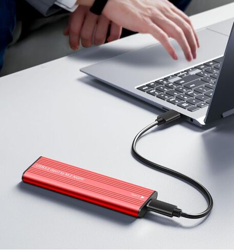 M.2 SATA SSD Enclosure Adapter,USB3.2 Gen1 5Gbps Type-C to SATA NGFF Based M.2 Solid State Drive Adapter Reader,Support B-Key(B+M Key) Red in Saudi Arabia