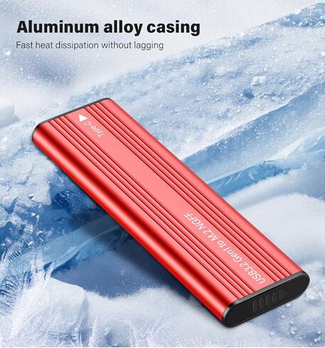 M.2 SATA SSD Enclosure Adapter,USB3.2 Gen1 5Gbps Type-C to SATA NGFF Based M.2 Solid State Drive Adapter Reader,Support B-Key(B+M Key) Red in Saudi Arabia