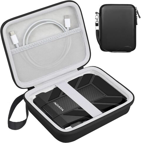 Lacdo Hard Drive Carrying Case for ADATA HD710 Pro External Hard Drive 1TB 2TB 4TB 5TB USB 3.1 IP68 Ruggedized External HDD Case Portable Travel Storage Bag, Black in Saudi Arabia