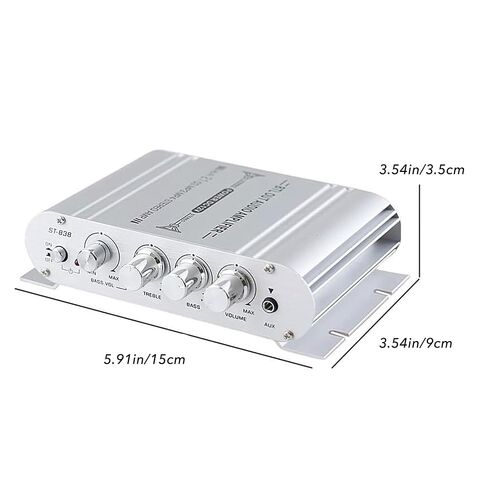 2.1 Channel Mini Amplifier, 20W+20W+40W Hi-Fi Power Amplifier, DC 12V 2A Subwoofer Amp Stereo, Bass Treble RCA Input Audio for CD MP3 MP4 PC Car Home Speaker in Saudi Arabia