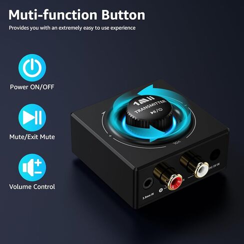 1Mii 2.4 جيجا هرتز (1 TX + 1 RX)، جهاز استقبال إرسال لاسلكي - 200 قدم طويل المدى 25 مللي ثانية زمن استجابة منخفض، محول صوت لاسلكي مع RCA/AUX 3.5 مم، التوصيل والتشغيل للتلفزيون المنزلي ومكبرات صوت ستيريو للكمبيوتر الشخصي in Kuwait