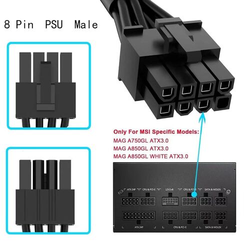 كابل PCIE لـ Corsair، ذكر إلى ذكر 8-pin إلى 6+2-pin GPU سلك الطاقة لبطاقة الرسومات Thermaltake، متوافق مع قناة Corsair 3 و4 25 بوصة (63 سم) in Kuwait