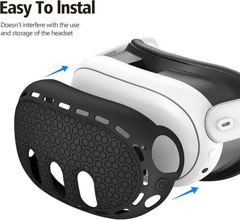 مجموعة غطاء من السيليكون متوافقة مع Meta/Oculus Quest 3، غطاء غطاء سماعة الرأس VR، مقابض وحدة التحكم، غطاء واجهة الوجه، غطاء العدسة الواقية (أسود) in Kuwait