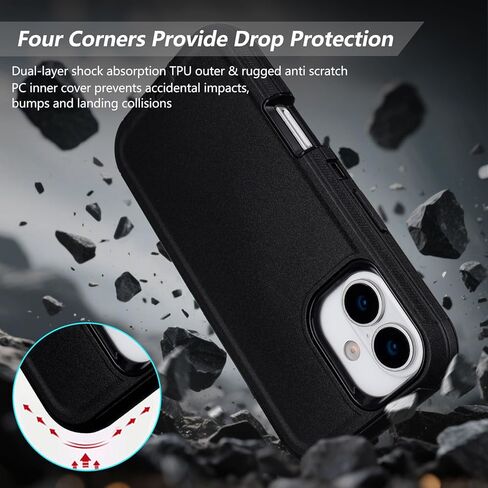 for iPhone 17 Case with Belt Clip Holster, Heavy Duty Rugged Shockproof Protection, Military Grade Anti-Drop Protective Case for iPhone 17 with Kickstand, 6.3" (Black) in Saudi Arabia