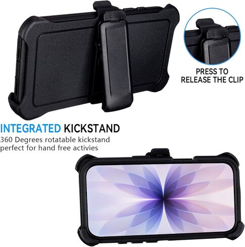 for iPhone 17 Case with Belt Clip Holster, Heavy Duty Rugged Shockproof Protection, Military Grade Anti-Drop Protective Case for iPhone 17 with Kickstand, 6.3" (Black) in Saudi Arabia