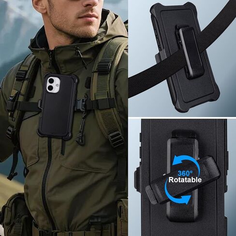 for iPhone 17 Case with Belt Clip Holster, Heavy Duty Rugged Shockproof Protection, Military Grade Anti-Drop Protective Case for iPhone 17 with Kickstand, 6.3" (Black) in Saudi Arabia