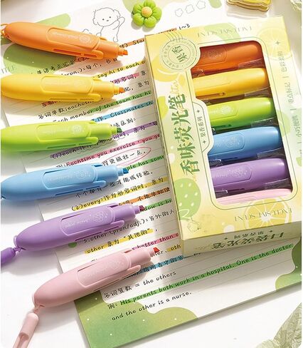 6 Pcs Cute Highlighter Marker with Fragrance Pastel Highlighter Marker Pens Cartoon Flowers Highlighters Pens for Students Boys Girls Women Office School Supplies (Flowers Fragrance) in Saudi Arabia