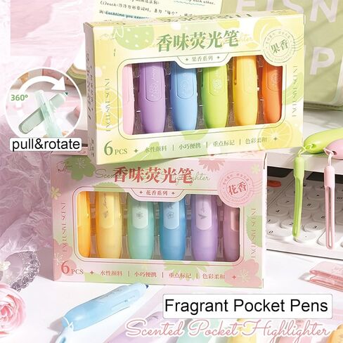 6 Pcs Cute Highlighter Marker with Fragrance Pastel Highlighter Marker Pens Cartoon Flowers Highlighters Pens for Students Boys Girls Women Office School Supplies (Flowers Fragrance) in Saudi Arabia