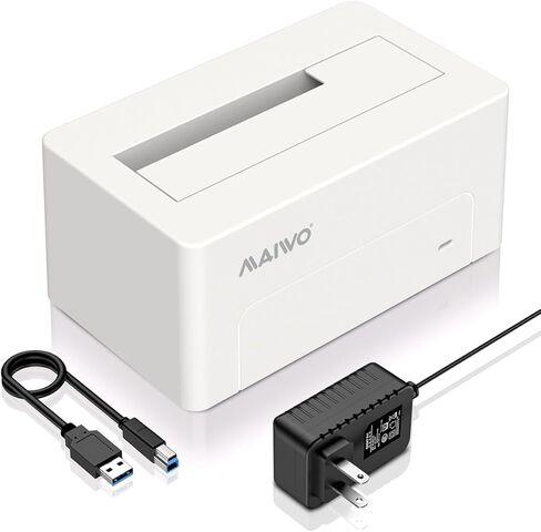 محول MAIWO SAS إلى USB 3.0، حاوية SSD SSD مقاس 2.5 3.5 بوصة SAS SATA HDD، سعة 24 تيرابايت، محطة إرساء قارئ القرص الصلب الخارجي مع محول طاقة 12 فولت 2 أمبير، بدون أدوات (أبيض) in Kuwait