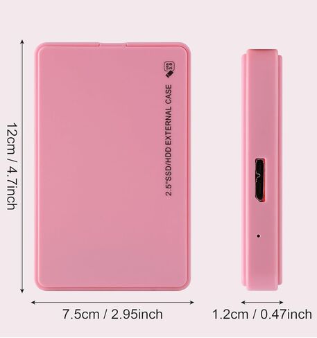 2.5" Hard Drive Enclosure,5Gbps USB 3.0 to SATA III Tool-Free External Hard Disk Case for 2.5 inch 9.5mm 7mm HDD SSD Up to 4TB (Pink) in Saudi Arabia