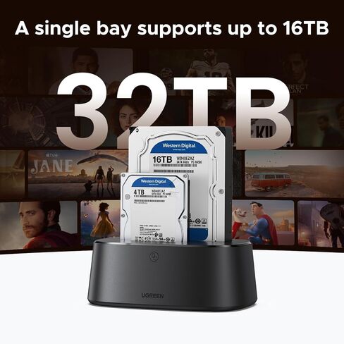 محطة إرساء محرك الأقراص الصلبة UGREEN USB 3.0 إلى SATA Dual-Bay HDD لمحرك الأقراص الصلبة SATA HDD مقاس 2.5 بوصة و3.5 بوصة، وقارئ القرص الصلب مع وظيفة النسخ دون اتصال بالإنترنت ووظيفة النسخ حتى 16 تيرابايت × 2 in Kuwait