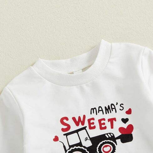 Toddler Baby Boy Valentines Outfit Letter Print Long Sleeve Sweatshirt Jogger Pants Set Cute Valentines Clothes in Saudi Arabia