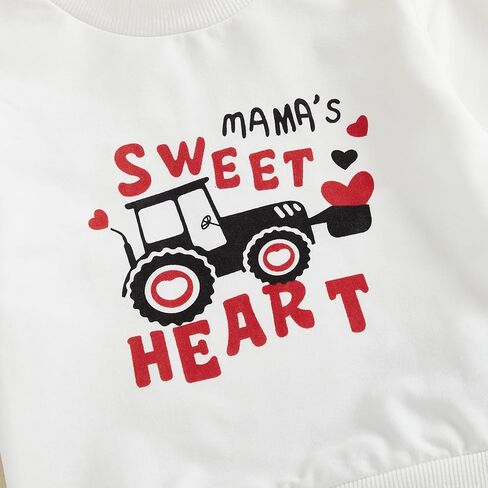 Toddler Baby Boy Valentines Outfit Letter Print Long Sleeve Sweatshirt Jogger Pants Set Cute Valentines Clothes in Saudi Arabia