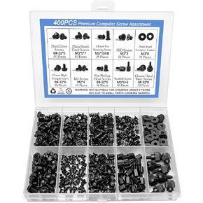 400Pcs Professional Computer Screws Assortment Kit, Motherboard standoffs pc screws kit |Compatible with PC Case, SSD, Hard Drive, GPU, Fan & More| for DIY PC Building, Installation and Repair in Saudi Arabia