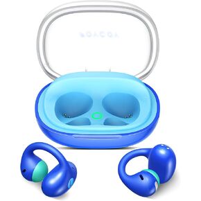 سماعات أذن مفتوحة للأطفال من FOYCOY - سماعات أذن بمشبك - حد حجم 85 ديسيبل - بلوتوث 6.0، ميكروفون مدمج، وقت تشغيل 40 ساعة، وسادات سيليكون، IPX5، مناسبة للأذنين الصغيرة والنظارات، للأعمار من 6 إلى 14 عامًا، أزرق in Kuwait