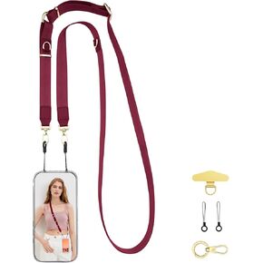 حزام كروس أسود من WEZEBEL للهاتف الخلوي، وحبل نايلون قابل للتعديل ومجموعة ملحقات لهاتف iPhone - متوفر باللون الأسود والأحمر والوردي والبرتقالي in Kuwait