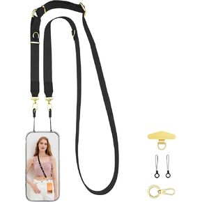 WEZEBEL Black Crossbody Strap for Cell Phone, Adjustable Nylon Lanyard & Accessory Kit for iPhone– Available in Black, Red, Pink, Orange in Saudi Arabia