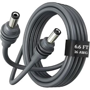 كابل طاقة 6.6FT 16AWG 100W DC إلى DC لكابلات شحن Starlink Mini مع حشية مقاومة للماء بطبقتين للاستخدام في الهواء الطلق (كابل رمادي فقط، 6.6FT) in Kuwait