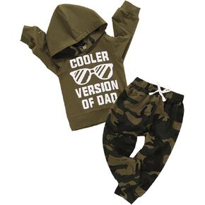 Infant Baby Boys Clothes Letter Printed Hoodie Sweatshirt Tops+Camouflage Long Pants 2PCS Outfits Set in Kuwait
