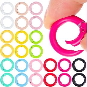 24 قطعة مشبك حلقي زنبركي ملون على شكل حرف O لسلاسل المفاتيح حلقات مفاتيح معدنية دائرية مشبك زنبركي مفتاح مشبك سلسلة مفاتيح لحقيبة الحرف اليدوية (12 لونًا) in Kuwait