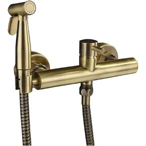 ToiletSprayerSpray Gun, Brushed Gold ToiletTap, Hot and Cold HygienicFaucet Shattaf(A) in Kuwait