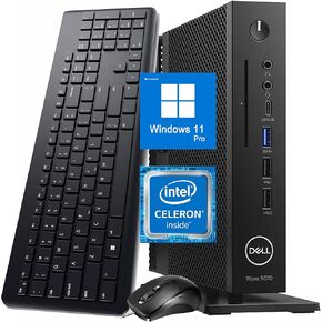 كمبيوتر مكتبي صغير Dell Wyse 5070، Intel Celeron J4105، ذاكرة وصول عشوائي 8 جيجابايت، 256 جيجابايت SSD، واي فاي، بلوتوث، دعم 4K، لوحة مفاتيح وماوس، Windows 11 Pro (متجدد) in Kuwait