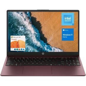 كمبيوتر محمول HP مقاس 15.6 بوصة (يشمل Microsoft 365 لمدة عام واحد)، شاشة عالية الدقة، معالج Intel رباعي النواة N200، ذاكرة الوصول العشوائي 16 جيجابايت، 128 جيجابايت PCIe SSD، Wi-Fi 6، كاميرا ويب، HDMI، لوحة مفاتيح رقمية، Windows 11 Home، Glimmer Garnet in Kuwait