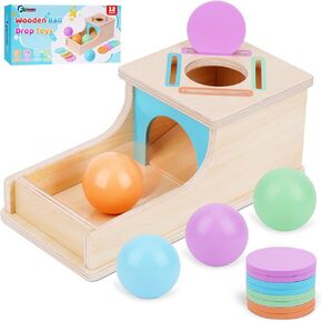 ألعاب صندوق العملات المعدنية للأطفال الصغار من FCSONU لعمر 1 2 3 سنوات من الأولاد والبنات، لعبة إسقاط الكرة في صندوق ثبات الكائن، تعلم فرز الألعاب الحسية للأعمار من 2 إلى 3 أطفال، هدايا عيد الميلاد الأول للطفل من سن 12 إلى 18 شهرًا in Kuwait