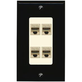 RiteAV Decorative 1 Gang 4 Port Cat5e Ethernet Wall Plate - Gray/Gray in Saudi Arabia