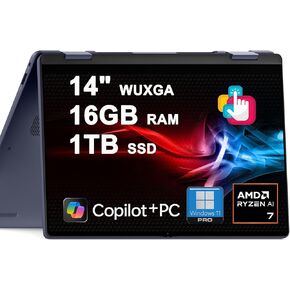 كمبيوتر محمول Dell Inspiron 14 Plus 2 في 1 مقاس 14 بوصة WUXGA Touch AMD 8-core Ryzen AI 7 350 ما يصل إلى 50 سطحًا (>i7-12700H) 16 جيجابايت DDR5 1 تيرابايت SSD بإضاءة خلفية لمصمم الأعمال الاحترافي Win11Pro Copilot+ AI in Kuwait