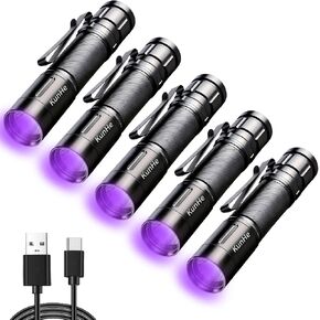KunHe 365nm مصباح يدوي للأشعة فوق البنفسجية ضوء أسود USB C قابل لإعادة الشحن سبائك الألومنيوم IPX4 مقاومة للماء قابلة للفصل مشبك مزدوج الجوانب لعلاج الراتنج للكشف عن بول الحيوانات الأليفة أثناء السفر in Kuwait