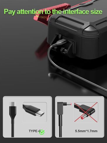 65W USB C Battery Charger Fit for NOCO Boost X GBX45 GBX55 GBX75 GBX155 Boost Air AX65 & NEXPOW& WOLFBOX& GOOLOO& TREKURE and Other Brand USB-C Portable Lithium Jump Starter in Saudi Arabia