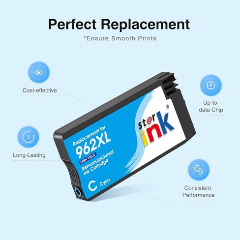 Starink Compatible 962XL Ink Cartridges Combo Pack, Replacement for HP 962XL Ink, Replacement for HP 962 Ink, Compatible with HP OfficeJet Pro 9010 9015 9018 9020 9025 Printers, 4 Pack, Latest Chip in Saudi Arabia