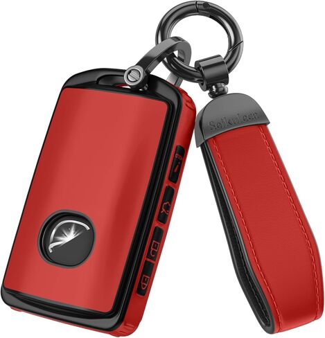 لملحقات غطاء Mazda Key Fob - غطاء مفتاح TPU غير لامع مع سلسلة مفاتيح جلدية لـ 2019-2025 Mazda 3، Mazda 3 Hatchback، 2020-2024 Mazda CX-5، CX-30، CX-9، CX-50 والمزيد. (الشمبانيا الذهب) in Kuwait