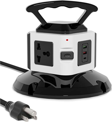 برج قطاع الطاقة مع 10 منافذ، 4 منافذ USB-A و2 USB-C، محطة شحن شديدة التحمل بقدرة 1875 وات/15 أمبير لأجهزة متعددة، برج توصيل مع سلك تمديد بطول 6 أقدام، للمنزل والمكتب والنوم in Saudi Arabia