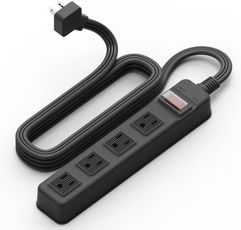 S.O.V Splashproof IPX4 Power Strip, Patented Zero-Current Auto Shut Off, ETL Listed, 4-Outlet Flat Plug, Black, 10ft Cord in Saudi Arabia