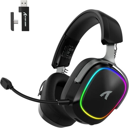 ATTACK SHARK G800 Wireless RGB Gaming Headset:7.1 Surround Sound-50mm Drivers-Memory Foam Ear Pads,Wired/2.4Ghz/BT,Ultralight,Durable Aluminum Frame,Detachable Mic,Programmable for PC Mac Gamer(White) in Saudi Arabia
