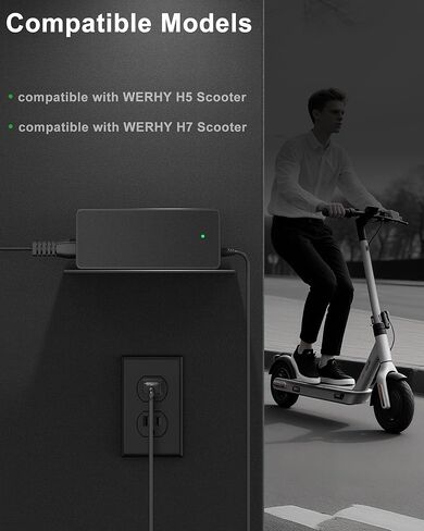 VHBW 42V Replacement Compatible with WERHY H5 H7 Electric Scooter Charger – Fast & Safe Charging for 36V Lithium Battery in Saudi Arabia