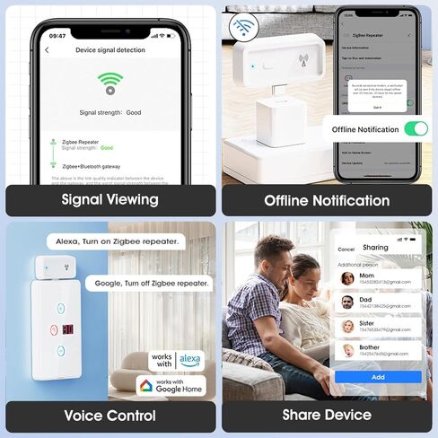 Zigbee 3.0 Range Extender with Built-in Power Amplifier, Tuya Zigbee Type-C Signal Booster, Long Range up to 7600 sq.ft, Compatible with Alexa/Google Assistant, 2.4GHz, White in Saudi Arabia