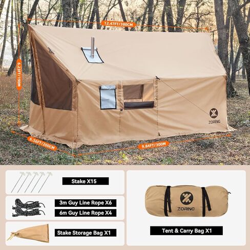 Hammock Hot Tent with Stove Jack - 4 Season Winter Tent with Snow Skirt, PU3000mm Waterproof Cold Weather Wall Shelter with Big Mesh Door/Windows for Backpacking, Camping, Hiking (No Poles) in Saudi Arabia