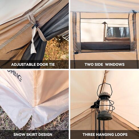 Hammock Hot Tent with Stove Jack - 4 Season Winter Tent with Snow Skirt, PU3000mm Waterproof Cold Weather Wall Shelter with Big Mesh Door/Windows for Backpacking, Camping, Hiking (No Poles) in Saudi Arabia