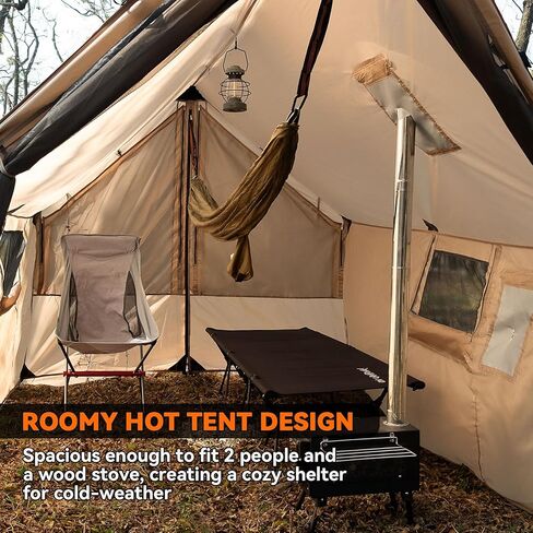 Hammock Hot Tent with Stove Jack - 4 Season Winter Tent with Snow Skirt, PU3000mm Waterproof Cold Weather Wall Shelter with Big Mesh Door/Windows for Backpacking, Camping, Hiking (No Poles) in Saudi Arabia