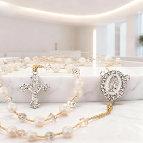 20 PCS Rosary Centerpiece Kits with 10 PCS Crystal Cross Charms and 10 PCS Rhinestone Catholic Medals Virgin Mary for Rosary Making, Religious Rosary Making Supplies for Religious Jewelry Making in Saudi Arabia