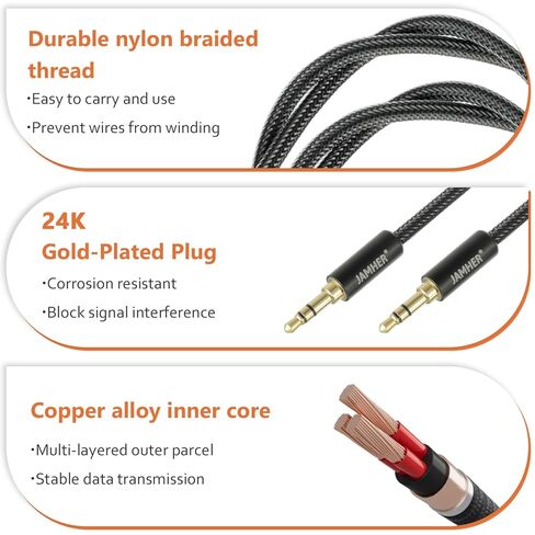 3.5mm Aux Audio Cable Male to Male Nylon Braided Aux Lead for Car Headphone MP3 Player Smartphone Tablet Home Stereos Laptop(10M/32.81ft) in Saudi Arabia