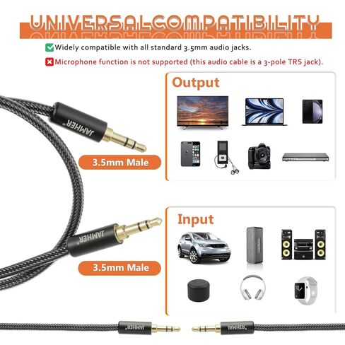 3.5mm Aux Audio Cable Male to Male Nylon Braided Aux Lead for Car Headphone MP3 Player Smartphone Tablet Home Stereos Laptop(10M/32.81ft) in Saudi Arabia