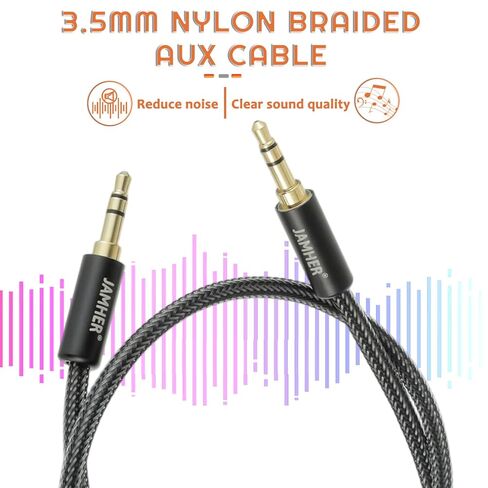 3.5mm Aux Audio Cable Male to Male Nylon Braided Aux Lead for Car Headphone MP3 Player Smartphone Tablet Home Stereos Laptop(10M/32.81ft) in Saudi Arabia
