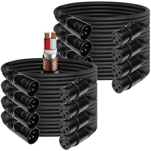 EMB 8-Pack Pro 16AWG 8mm 100 Feet 100% OFC XLR كابل صوت ميكروفون محمي متوازن in Saudi Arabia