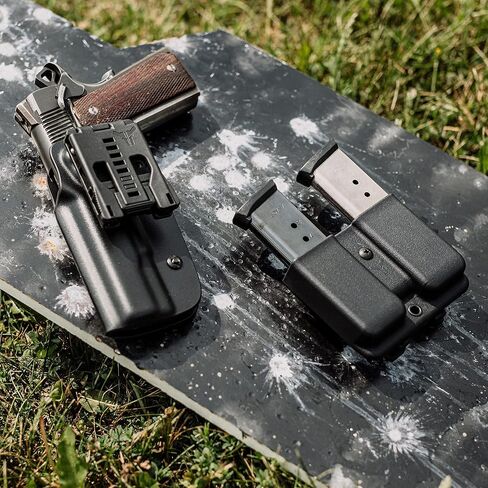 OWB Double Mag Pouch for 1911, Sig P220, Springfield XDS & More - USA Made - Signature Double Magazine Carrier with Tek-Lok Belt Attachment Clip by Blade-Tech Holsters in Saudi Arabia