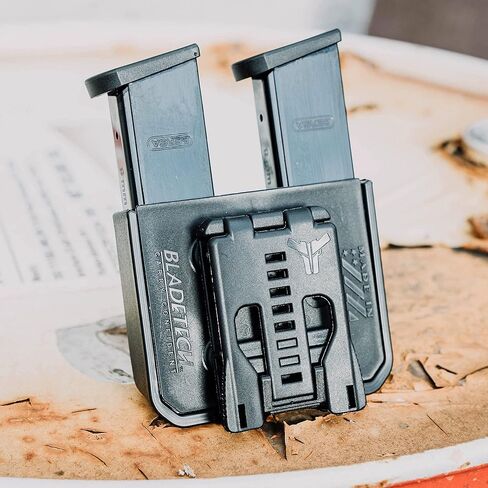 OWB Double Mag Pouch for 1911, Sig P220, Springfield XDS & More - USA Made - Signature Double Magazine Carrier with Tek-Lok Belt Attachment Clip by Blade-Tech Holsters in Saudi Arabia